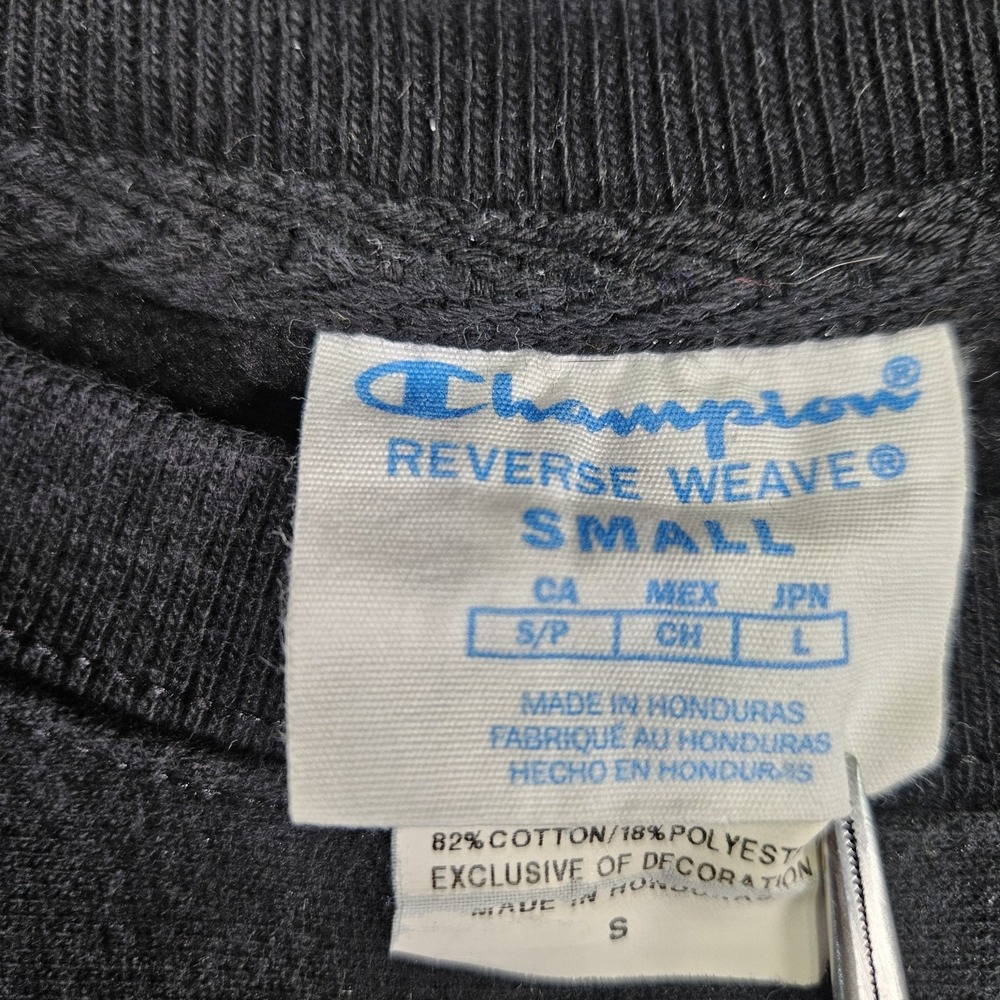 Champion Sweatshirt Mens Small Black‎ Pullover Fleece Logo Reverse Weaver Unisex - Picture 2 of 9